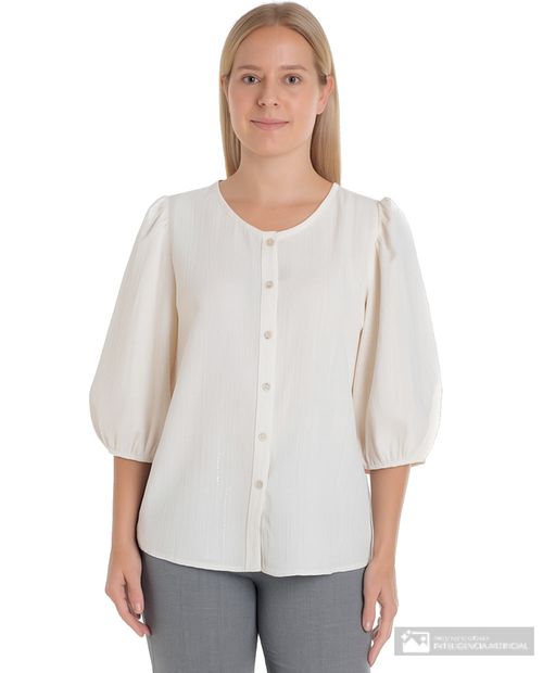 Blusa Sabrina formal blanca manga 3/4 para mujer