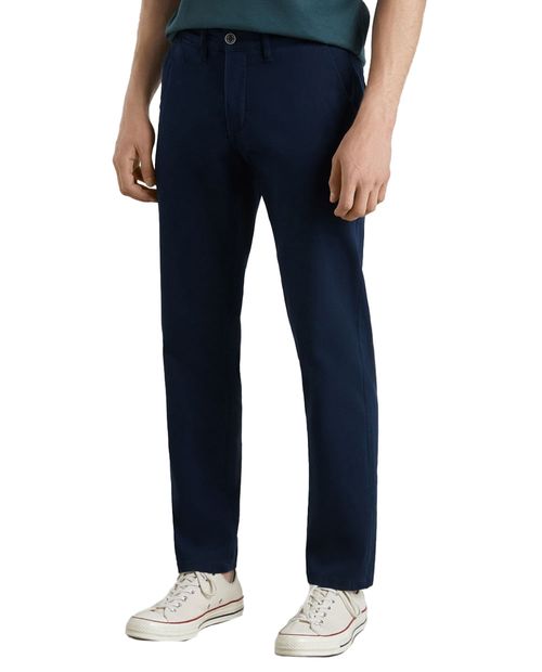 Pantalón chino Easy Wear straight fit azul navy sólido para hombre