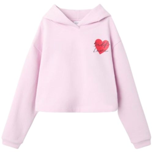 Suéter hooded rosado con estampado para niña
