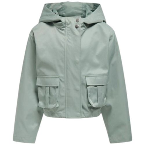 Chaqueta hooded verde sólido para niña