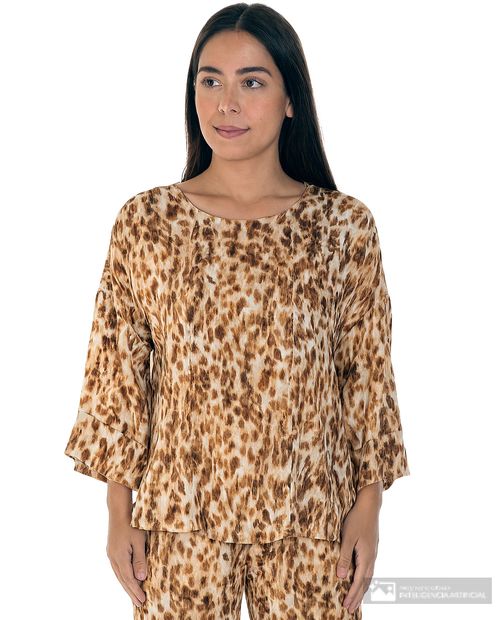 Blusa Nicolle casual estampada manga 3/4 para mujer