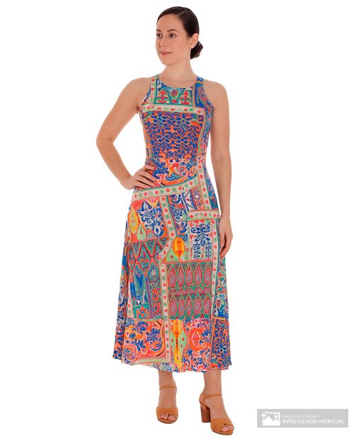 Vestido Sabrina maxi estampado sin mangas para mujer