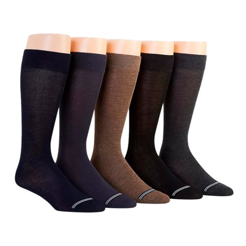 Pack de 5 pares de calcetines Nautica crew multicolor sólidos para hombre