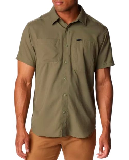 Camisa casual Columbia Silver Ridge verde oliva sólida para hombre
