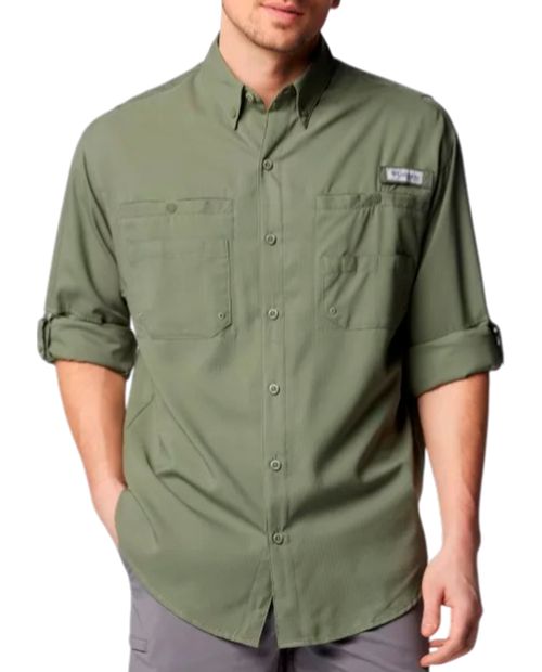 Camisa casual Columbia PFG Tamiami II verde sólida para hombre