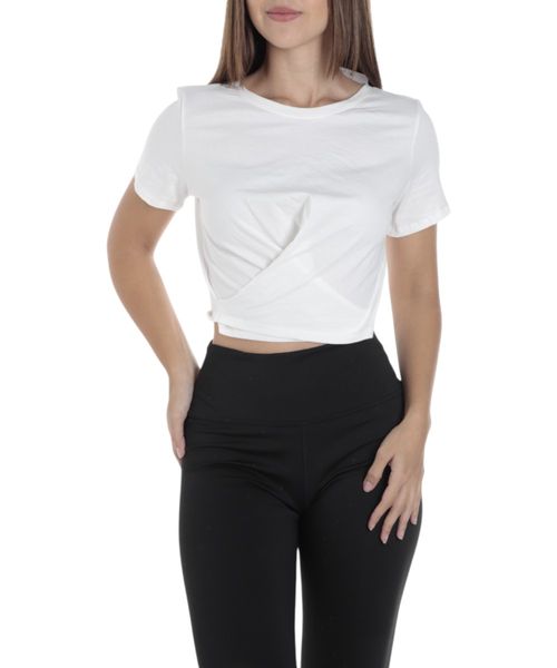 Crop top deportivo Teammate blanco sólido para mujer