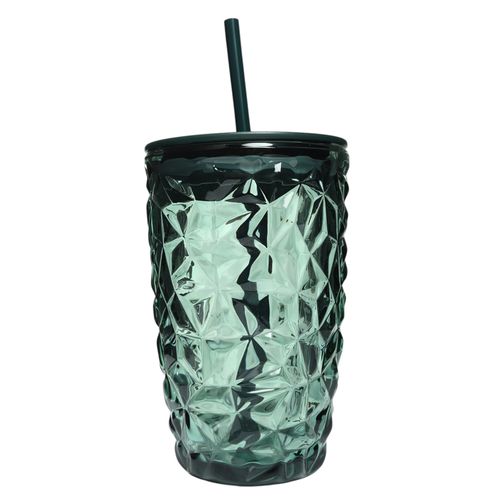 Vaso de vidrio con pajilla Detalles 420 ml