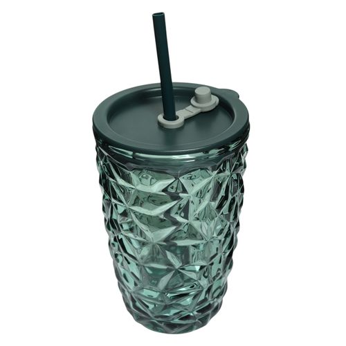 Vaso de vidrio con pajilla Detalles 420 ml
