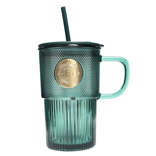 Taza de vidrio con pajilla Detalles 420 ml