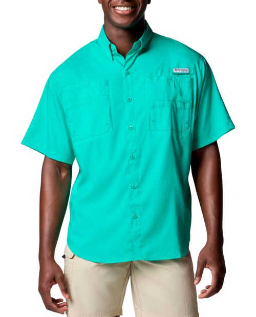 Camisa Columbia PFG Tamiami II turquesa texturizada para hombre