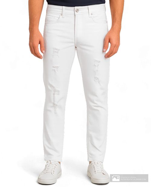 Jeans Naranja slim fit blanco denim para hombre