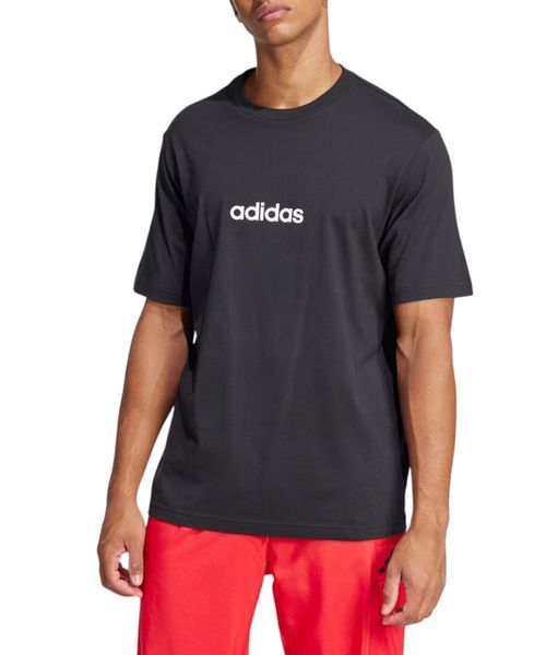 Camiseta deportiva Adidas essentials negra con estampado para hombre