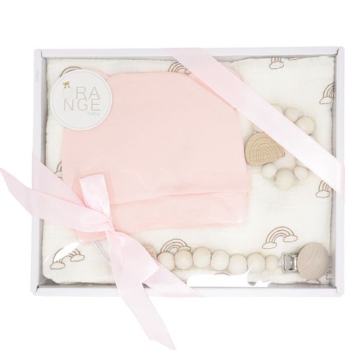 Set de regalo de 4 piezas bicolor con estampado arcoiris para bebé niña