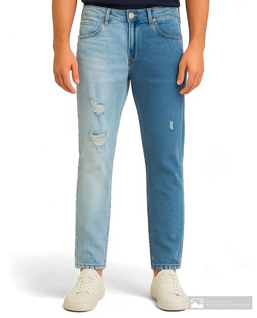 Jeans Naranja slim fit colorblock denim para hombre