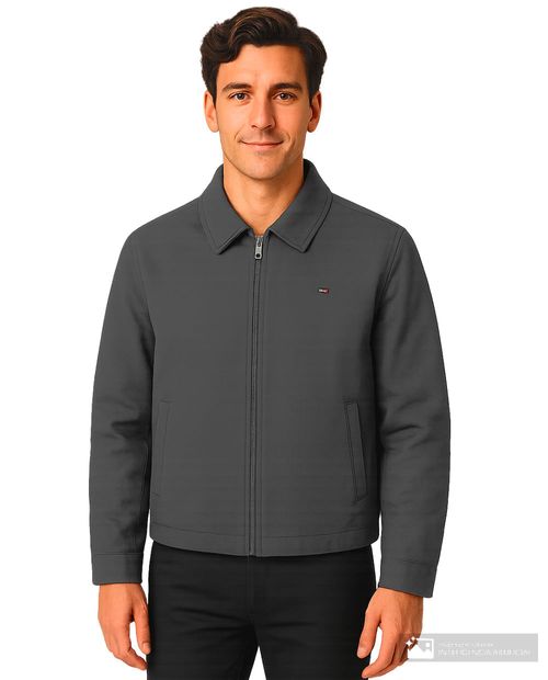 Chaqueta Tommy Hilfiger negra sólida para hombre