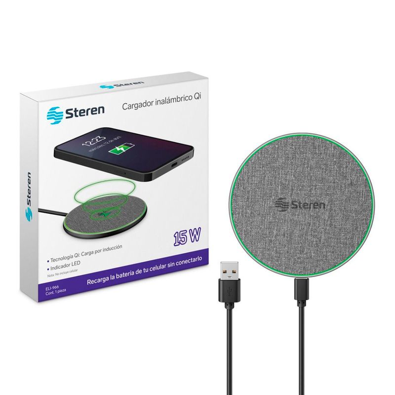 Cargador inalámbrico Qi de 15 Watts Siman El Salvador