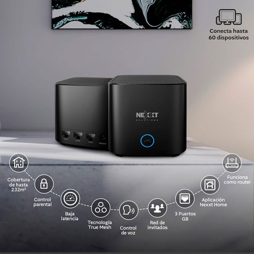 Router Nexxt Mesh Bolt AC1200 Paquete De 2 Nodos Velocidad De 1200Mbps
