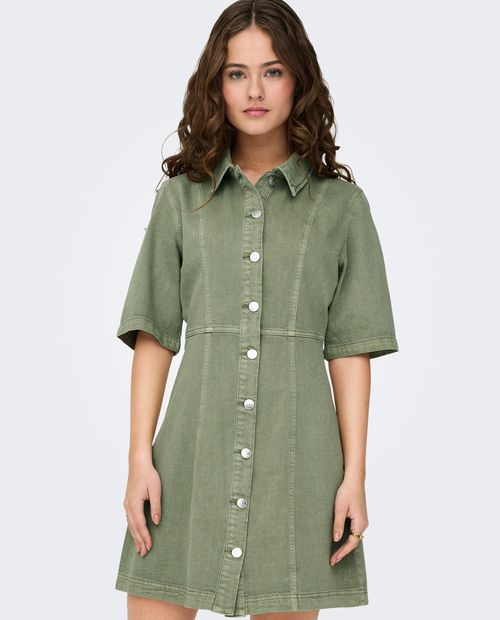 Vestido Only shirt dress verde manga 3/4 para mujer