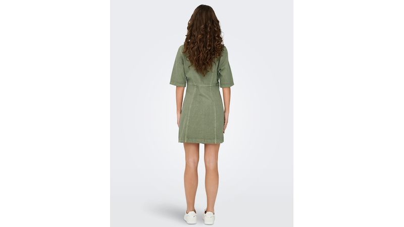 Vestido Only shirt dress verde manga 3/4 para mujer
