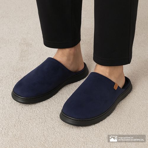 Calzatura Pantufla Azul para Hombre