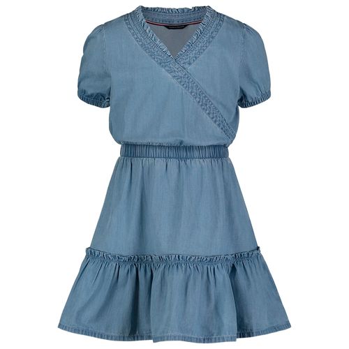 Vestido azul sólido para niña