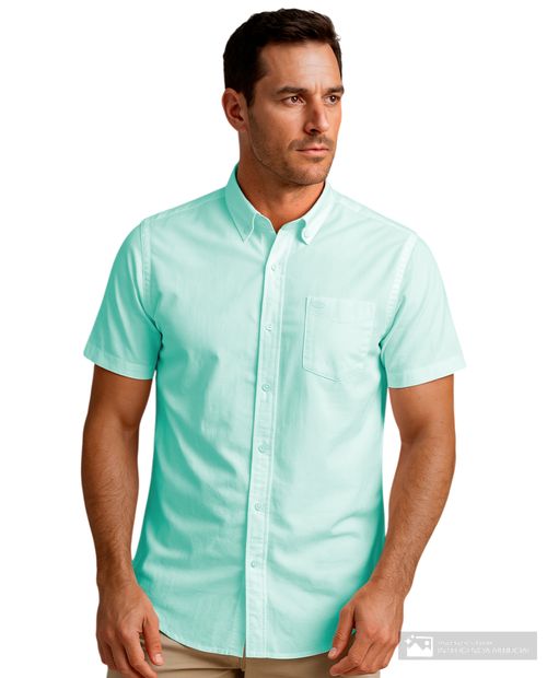 Camisa casual Oscar de la Renta classic fit verde menta solido para hombre