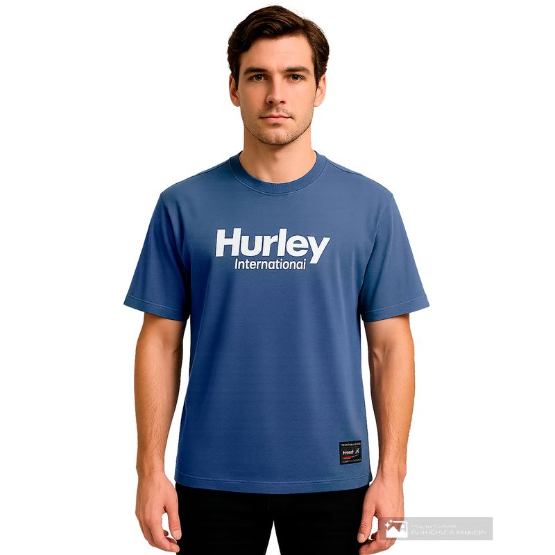 Camiseta Hurley azul estampada para hombre Siman Nicaragua