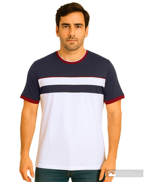 Camiseta casual Gents azul color block para hombre