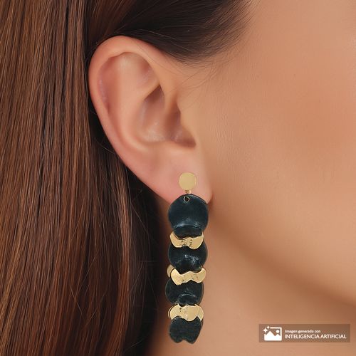 Aretes colgantes Sfera pétalos negro-dorado