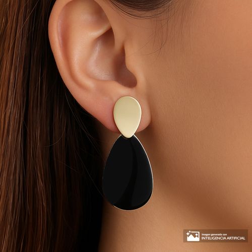 Aretes Sfera asimétricos dorado y negro