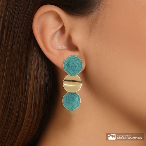 Aretes Sfera triples verde-dorado