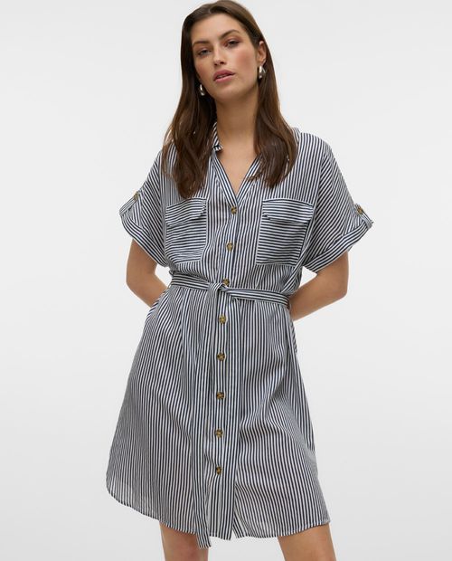 Vestido Vero Moda shirt dress rayado manga corta para mujer