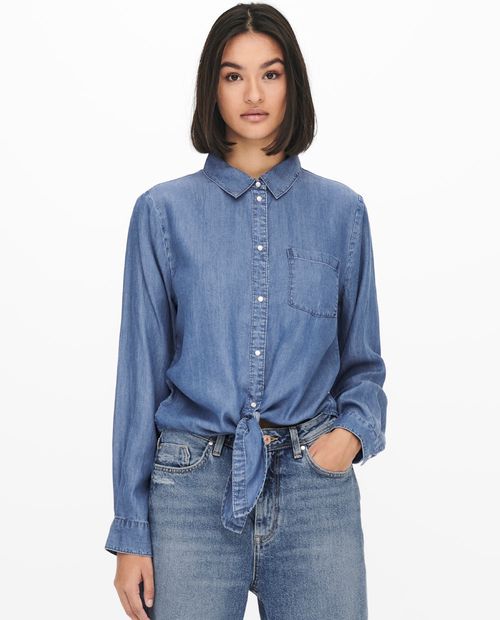 Blusa JDY camisera azul manga larga para mujer