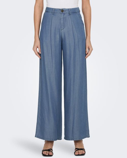Pantalón JDY wide leg azul de cintura alta para mujer