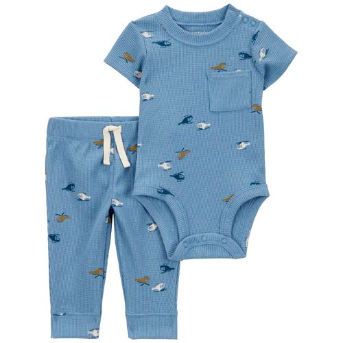Conjunto de 2 piezas azules con estampado para bebé niño