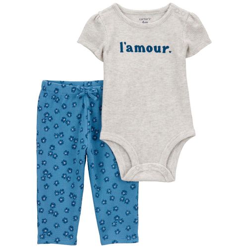 Conjunto de 2 piezas bicolor con estampado para bebé niña
