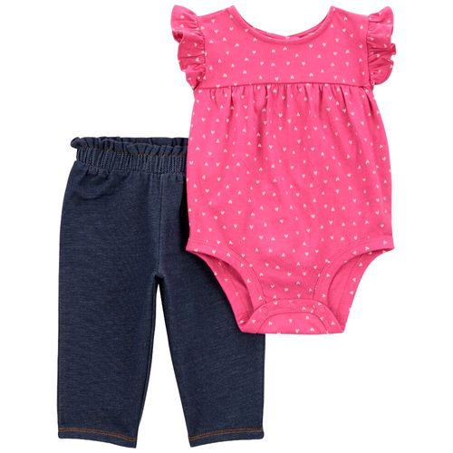 Conjunto de 2 piezas bicolor con estampado para bebé niña