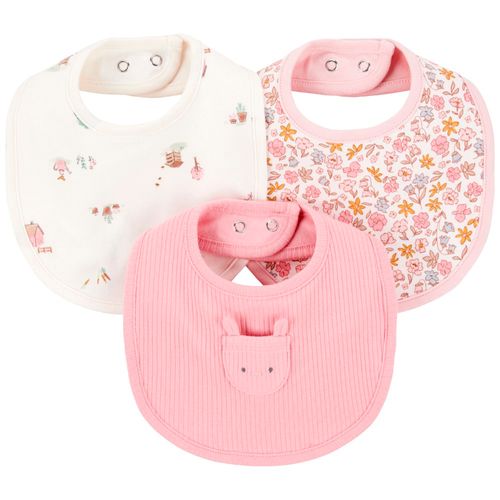 Set de 3 baberos con estampado para bebé niña