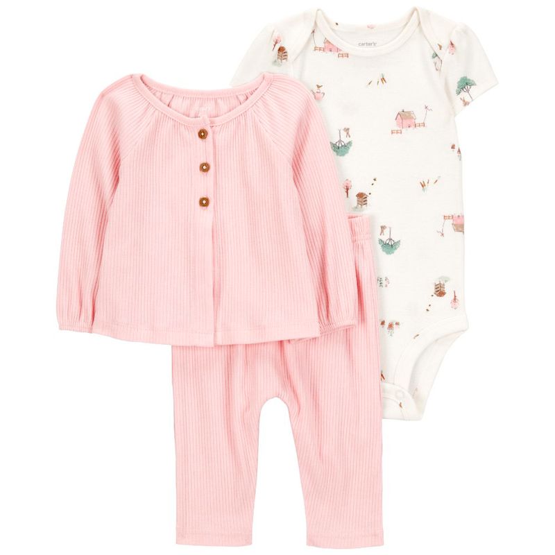 Conjunto de piezas bicolor con estampado para bebé niña