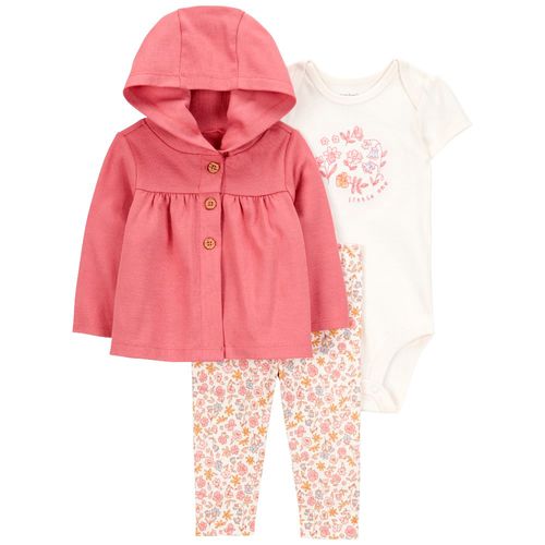 Conjunto de 3 piezas bicolor con estampado para bebé niña