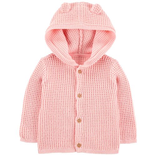 Suéter rosado de crochet para bebé niña