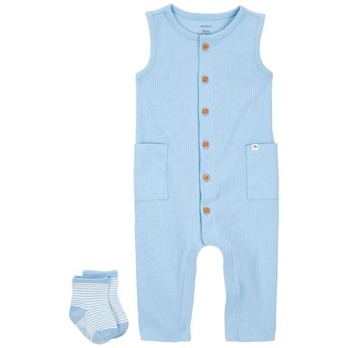 Jumpsuit celeste sólido para bebé niño