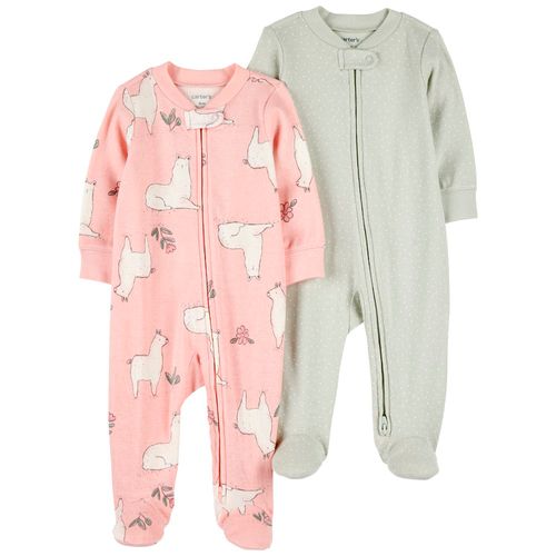 Set de 2 pijamas bicolores con estampado para bebé niña