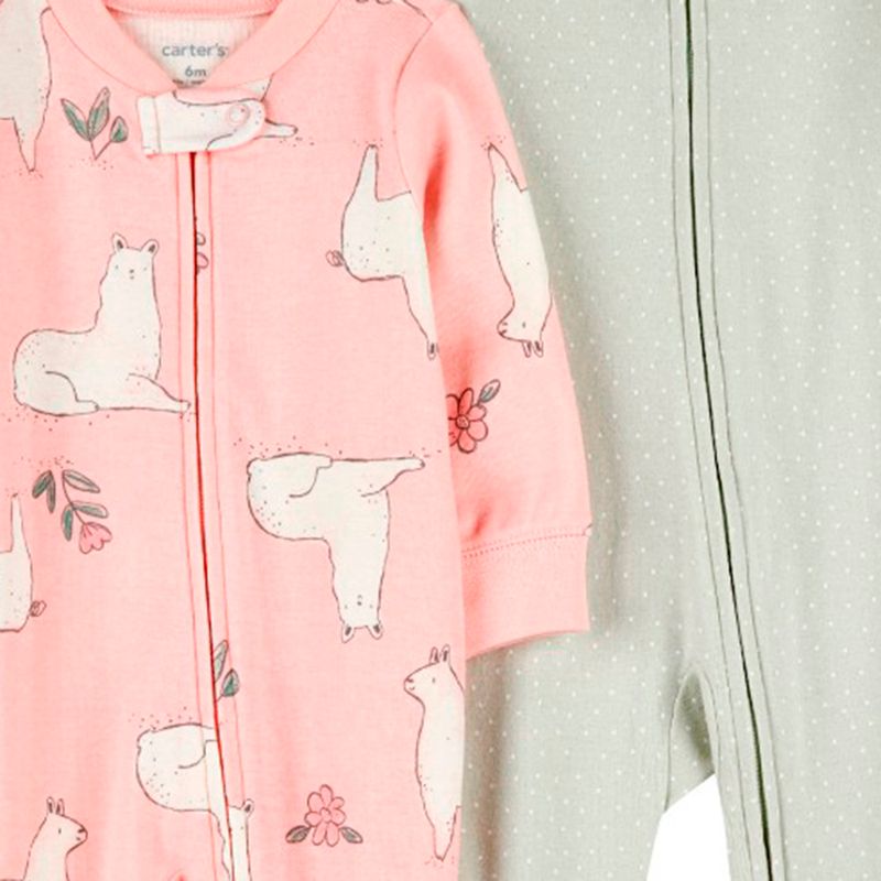 pack de pijama de piescito con estampados llamas y de puntos