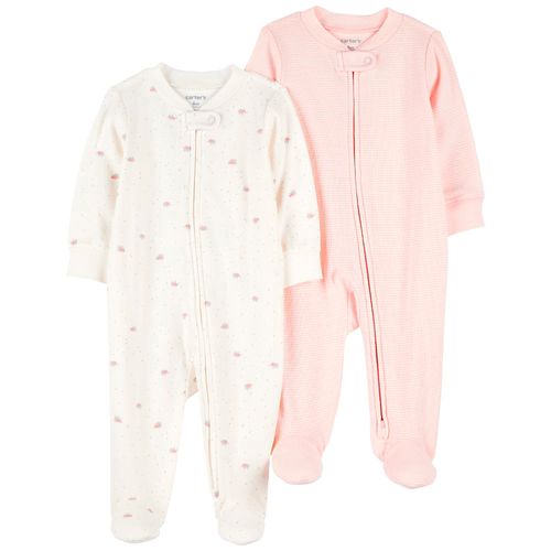 Set de 2 pijamas bicolores con estampado para bebé niña