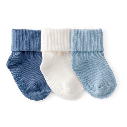 Set de 3 pares de calcetines multicolor sólido para bebé niño
