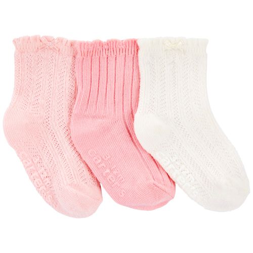 Set de 3 pares de calcetines multicolor sólido para bebé niña