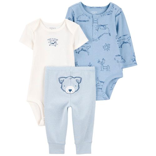 Conjunto de 3 piezas bicolor con estampado para bebé niño