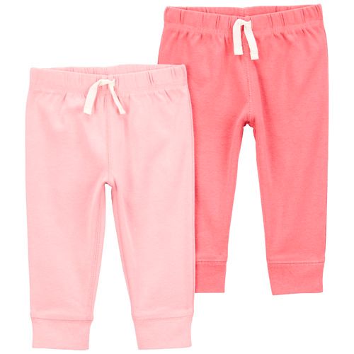 Set de 2 pantalones rosados sólido para bebé niña