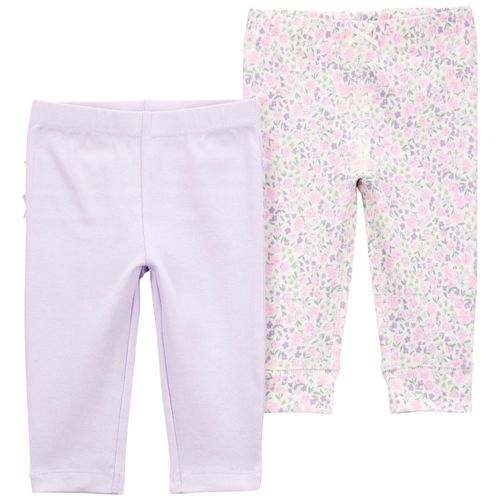 Set de 2 pantalones bicolor con estampado para bebé niña